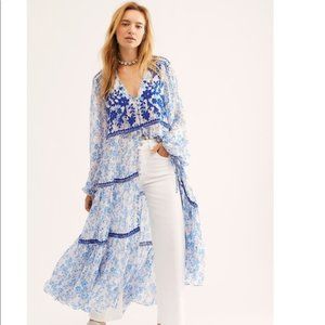 NWOT free people call on me embroidered maxi top